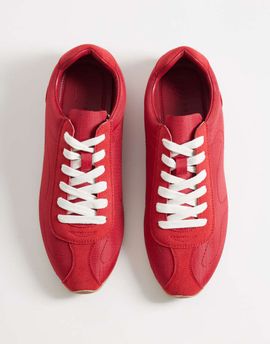 ASOS DESIGN ASOS DESIGN retro lace up sneakers in red nylon