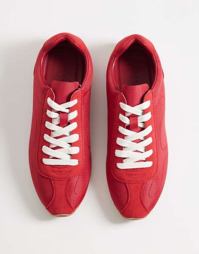 ASOS DESIGN ASOS DESIGN retro lace up sneakers in red nylon