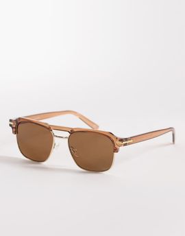 ASOS DESIGN ASOS DESIGN retro sunglasses in tan with brown lenses-Gold