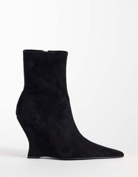 ASOS DESIGN ASOS DESIGN Revel wedge sock ankle boots in black suedette