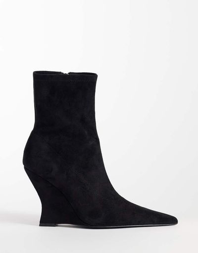 ASOS DESIGN ASOS DESIGN Revel wedge sock ankle boots in black suedette