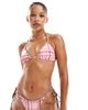 ASOS DESIGN ASOS DESIGN reversible triangle bikini top in brown and pink plaid - part of a set-Multi - 1