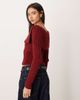 ASOS DESIGN ASOS DESIGN rib bardot sweater in burgundy-Red - 3
