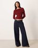 ASOS DESIGN ASOS DESIGN rib bardot sweater in burgundy-Red - 4