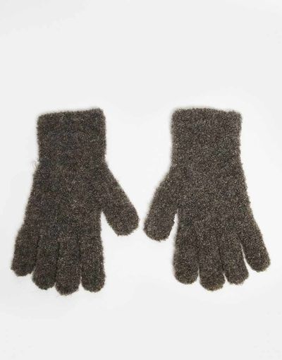 ASOS DESIGN ASOS DESIGN rib knit boucle gloves in gray