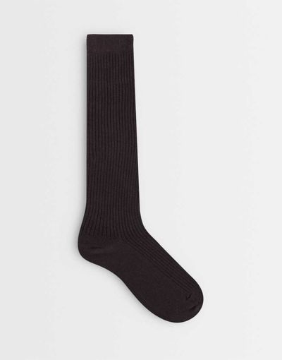 ASOS DESIGN ASOS DESIGN rib knit knee socks in deep plum-Purple