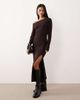 ASOS DESIGN ASOS DESIGN ribbed fallen shoulder split front maxi dress in chocolate-Brown - 1