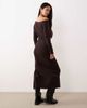 ASOS DESIGN ASOS DESIGN ribbed fallen shoulder split front maxi dress in chocolate-Brown - 3