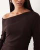 ASOS DESIGN ASOS DESIGN ribbed fallen shoulder split front maxi dress in chocolate-Brown - 4