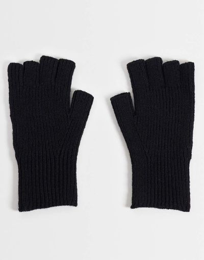 ASOS DESIGN ASOS DESIGN ribbed fingerless gloves in black