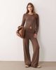ASOS DESIGN ASOS DESIGN ribbed fold over waist pants with ruched detail in choc-Brown - 1