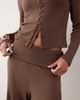 ASOS DESIGN ASOS DESIGN ribbed fold over waist pants with ruched detail in choc-Brown - 2