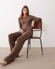 ASOS DESIGN ASOS DESIGN ribbed fold over waist pants with ruched detail in choc-Brown - 4