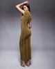 ASOS DESIGN ASOS DESIGN ribbed glitter cap sleeve midi bodycon dress in gold - 4