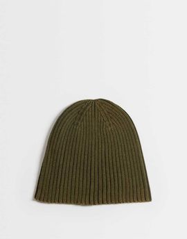 ASOS DESIGN ASOS DESIGN ribbed skull beanie in khaki-Green