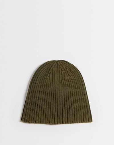 ASOS DESIGN ASOS DESIGN ribbed skull beanie in khaki-Green