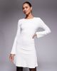 ASOS DESIGN ASOS DESIGN ribbed slash neck ruched side mini swing dress in white - 2