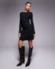 ASOS DESIGN ASOS DESIGN ribbed slash neck ruched side swing mini dress in black - 1