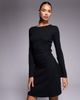 ASOS DESIGN ASOS DESIGN ribbed slash neck ruched side swing mini dress in black - 2