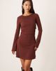 ASOS DESIGN ASOS DESIGN ribbed slash neck ruched side swing mini dress in mocha-Brown - 2