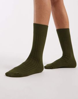 ASOS DESIGN ASOS DESIGN ribbed socks with cuff in olive green-Gray