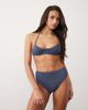 ASOS DESIGN ASOS DESIGN Riddy Antibes glitter rib halter scoop skinny crop bikini top in slate blue - 1