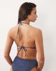 ASOS DESIGN ASOS DESIGN Riddy Antibes glitter rib halter scoop skinny crop bikini top in slate blue - 4