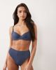 ASOS DESIGN ASOS DESIGN Riddy Sintra glitter rib padded push-up underwire bikini top in slate blue - 1