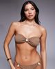 ASOS DESIGN ASOS DESIGN Riley resin Mykonos twisted padded bandeau bikini top in mocha-Brown - 1
