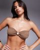 ASOS DESIGN ASOS DESIGN Riley resin Mykonos twisted padded bandeau bikini top in mocha-Brown - 4
