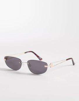 ASOS DESIGN ASOS DESIGN rimless rectangle sunglasses in gold metal with smoke lens