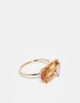 ASOS DESIGN ASOS DESIGN ring with amber stone setting in gold tone
