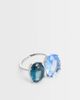 ASOS DESIGN ASOS DESIGN ring with blue double faux stone setting in silver tone - 1