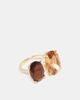 ASOS DESIGN ASOS DESIGN ring with double amber stone-setting in gold tone - 1