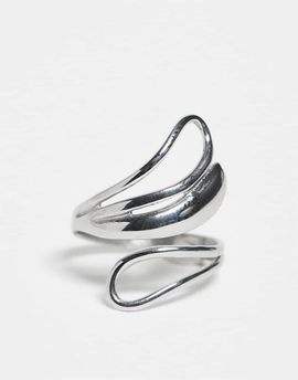 ASOS DESIGN ASOS DESIGN ring with double loop wrap around design in silver tone