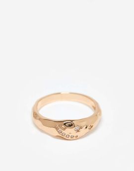 ASOS DESIGN ASOS DESIGN ring with molten texture and cubic zirconia stones in gold tone