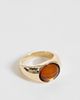 ASOS DESIGN ASOS DESIGN Ring with oval amber stone set in gold tone - 1