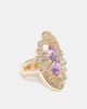 ASOS DESIGN ASOS DESIGN ring with purple faux-stone setting in gold tone - 1