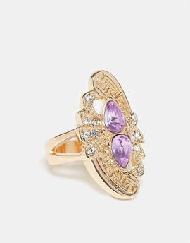 ASOS DESIGN ASOS DESIGN ring with purple faux-stone setting in gold tone