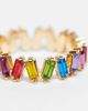 ASOS DESIGN ASOS DESIGN ring with rainbow baguette crystals in gold tone - 2