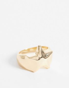 ASOS DESIGN ASOS DESIGN ring with star design in molten gold tone