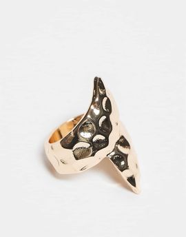 ASOS DESIGN ASOS DESIGN ring with wrap-around design in texured brushed gold tone