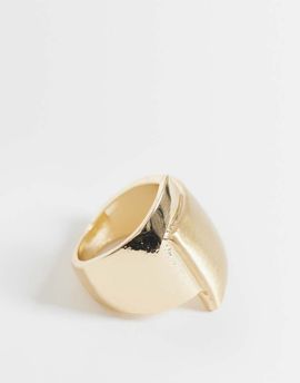 ASOS DESIGN ASOS DESIGN ring with wraparound design in mixed brushed and shiny gold tone