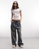 ASOS DESIGN ASOS DESIGN ringer baby tee with runners sportswear graphic in off white - 2