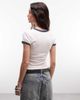 ASOS DESIGN ASOS DESIGN ringer baby tee with runners sportswear graphic in off white - 4