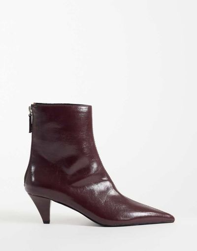 ASOS DESIGN ASOS DESIGN Rivelle cone heel ankle boots in burgundy-Red