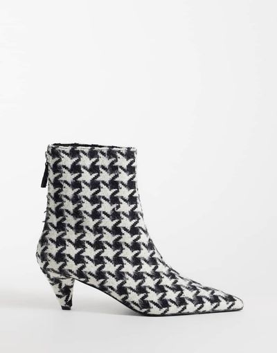 ASOS DESIGN ASOS DESIGN Rivelle cone heel ankle boots in houndstooth-Multi