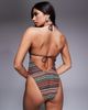 ASOS DESIGN ASOS DESIGN River crochet plunge swimsuit with bead detailing in chocolate stripes-Brown - 2