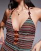 ASOS DESIGN ASOS DESIGN River crochet plunge swimsuit with bead detailing in chocolate stripes-Brown - 3