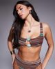 ASOS DESIGN ASOS DESIGN River crochet scoop neck bikini top with trim in chocolate stripes-Brown - 1
